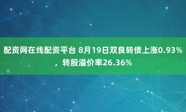 配资网在线配资平台 8月19日双良转债上涨0.93%，转股溢价率26.36%